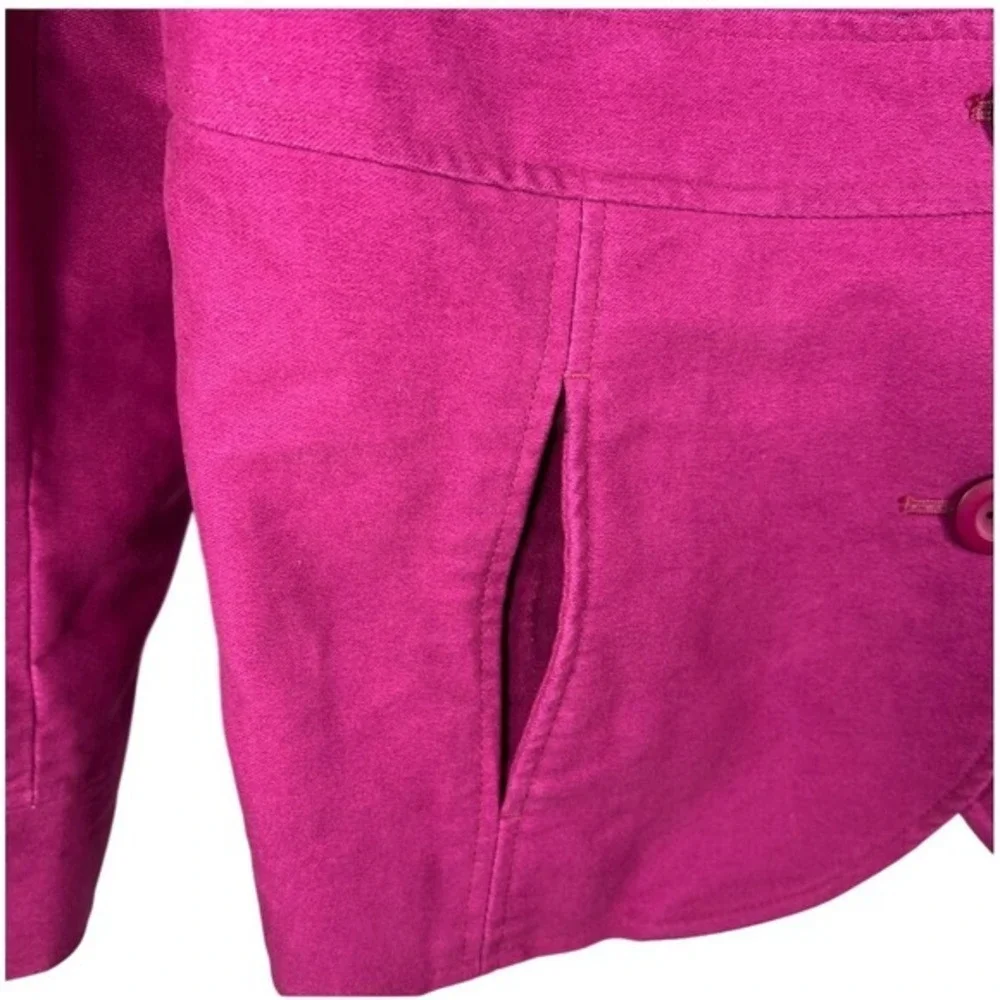 LL Bean Pea Coat Belted Canvas Field Jacket Small Pink Chore Barn Spring Preppy‎